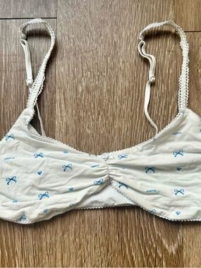 SKIMS Bralette with Blue Bow & Heart Print
